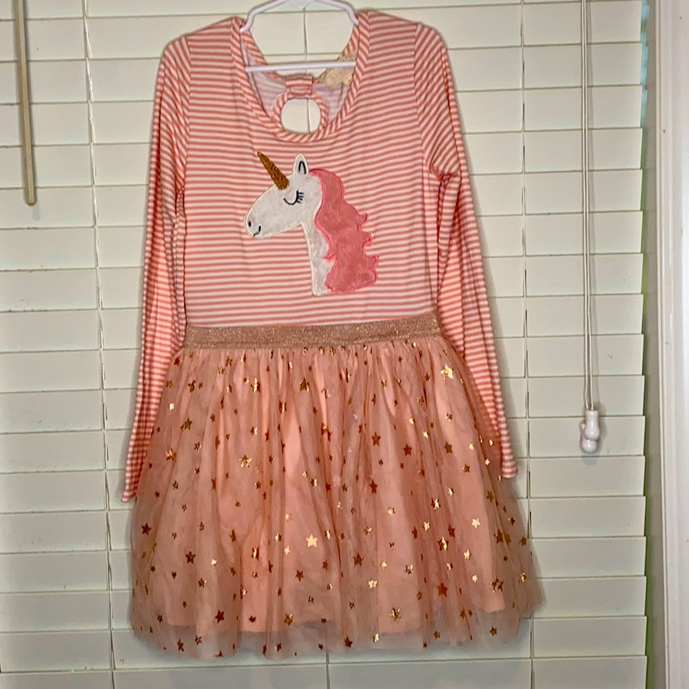 Btween Long Sleeve Unicorn Starry Tulle Dress